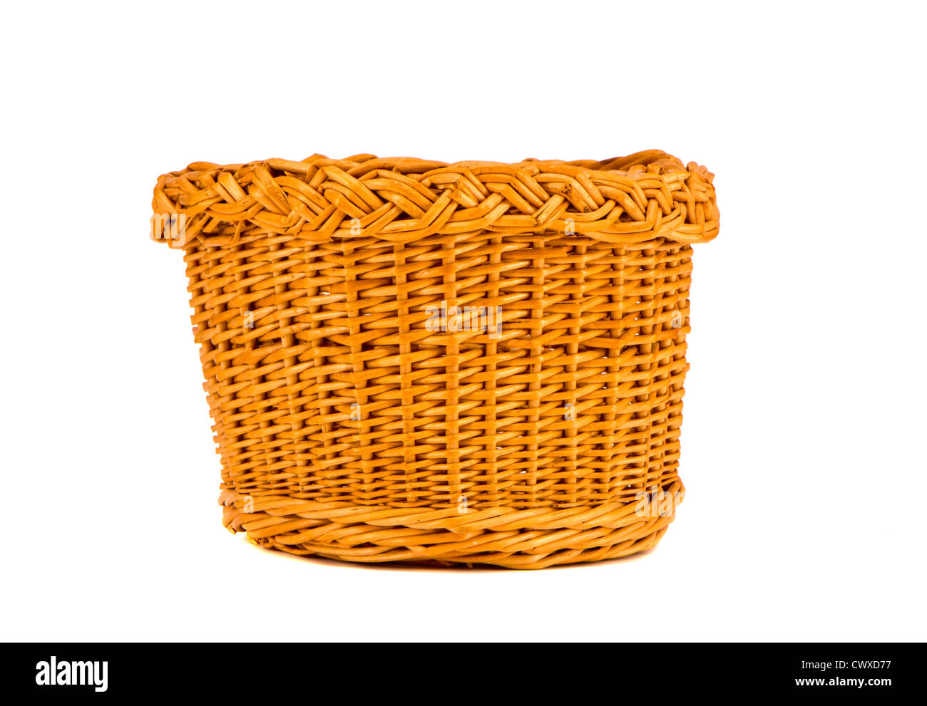 wooden wicker basket isolated on white background Stock Photo - Alamy