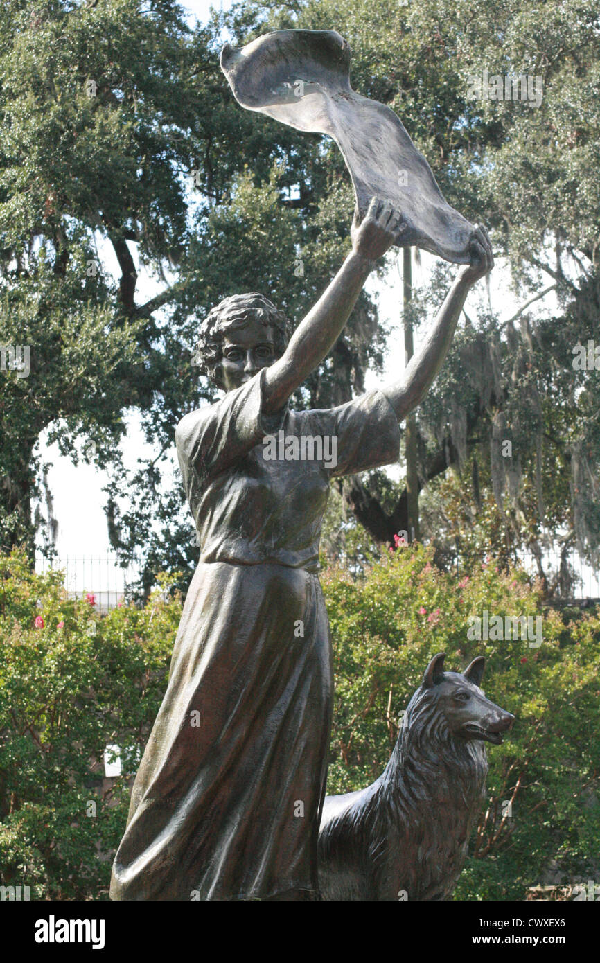 waving girl savannah georgia ga monument statue marble old historic Stock Photo