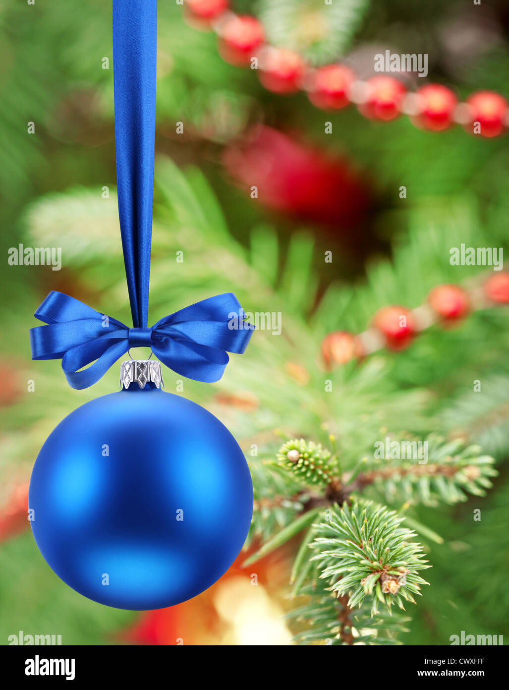 Christmas ball on fir branches. Stock Photo