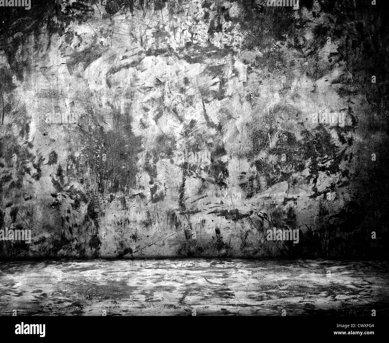 empty room with grunge concrete wall and cement floor Stock Photo
