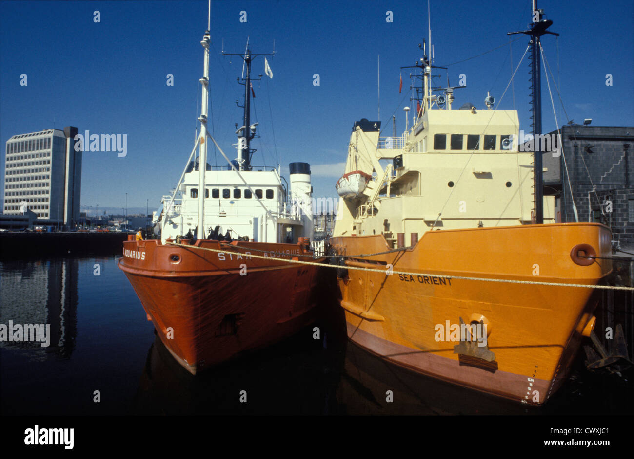 Supply Boats Aberdeen Harbour Stock Photo Alamy