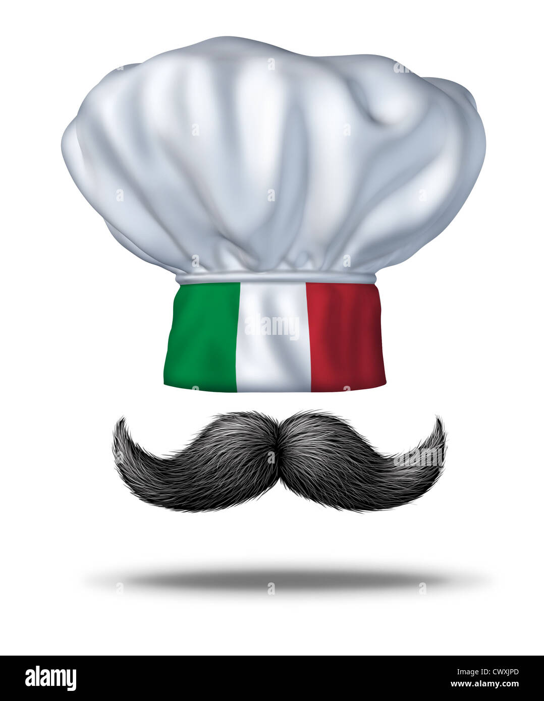 Italian cooking and food from Italy with a chef hat with the green