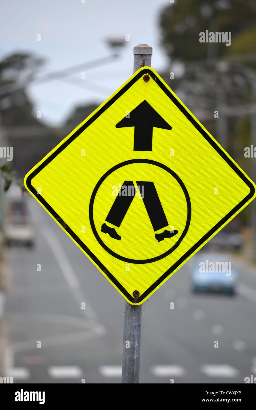 pedestrian crossing ahead sign Stock Photo - Alamy