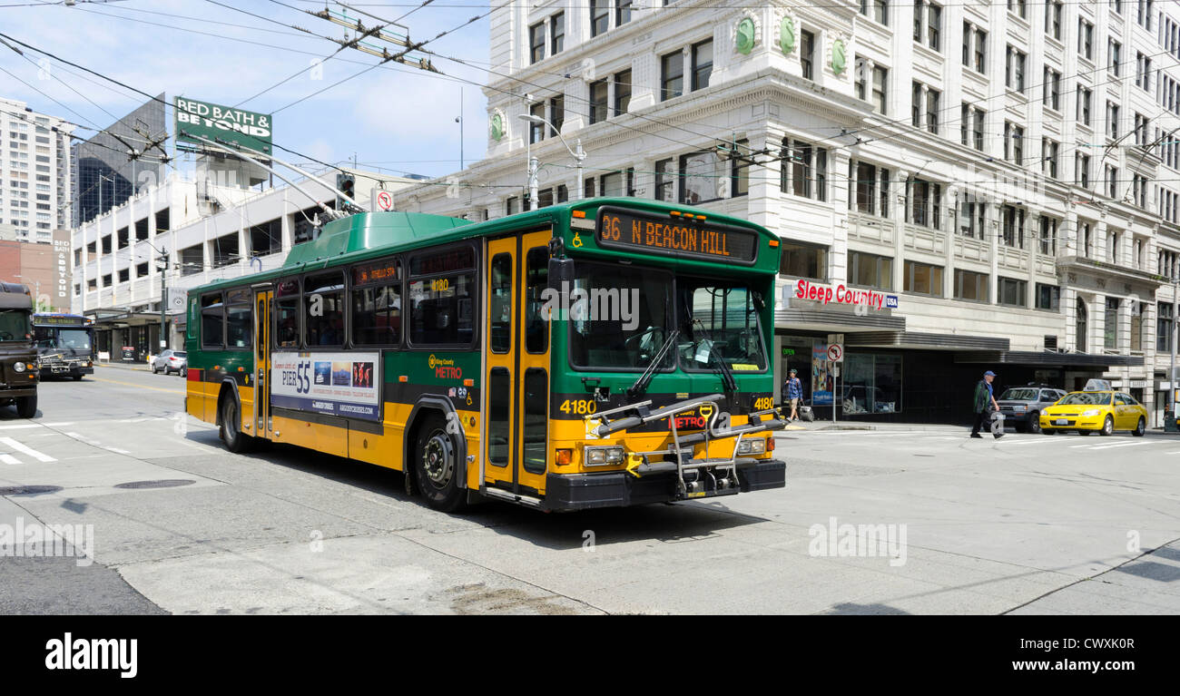 Bus in Seattle, USA - a free service during summer in the downtown area Stock Photo