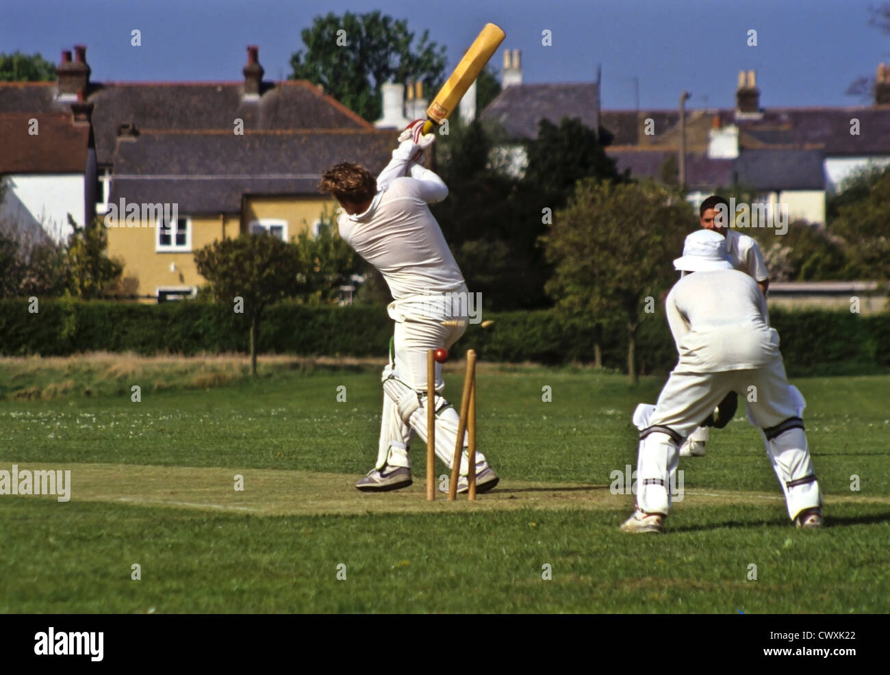 8054. Bowled, Cricket, Kent, UK Stock Photo