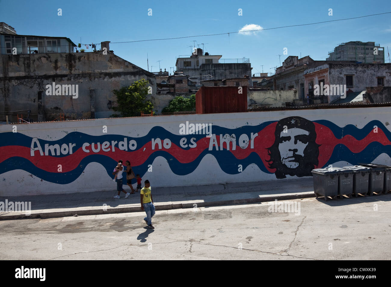 The image of Che Guevara remains ever present on the streets of Cuba's capital, Havana. Stock Photo