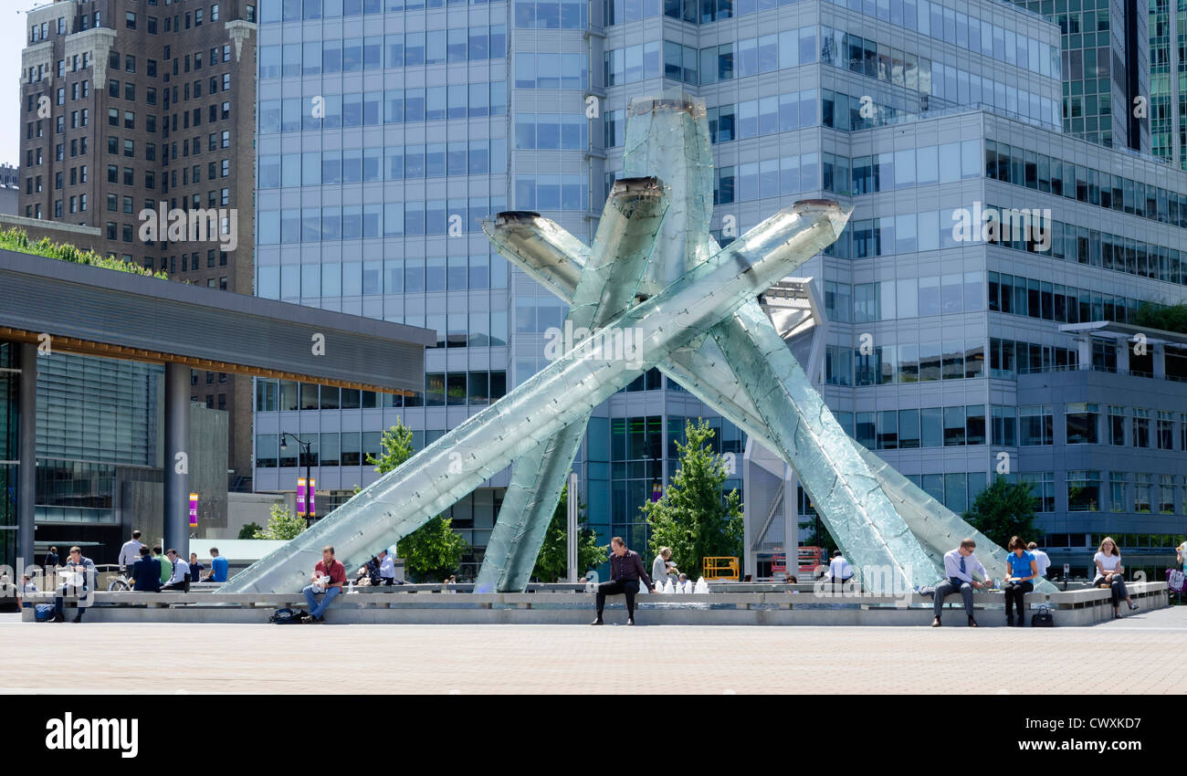 2010 Olympic cauldron at the Vancouver Convention Centre Plaza, Vancouver, Canada Stock Photo