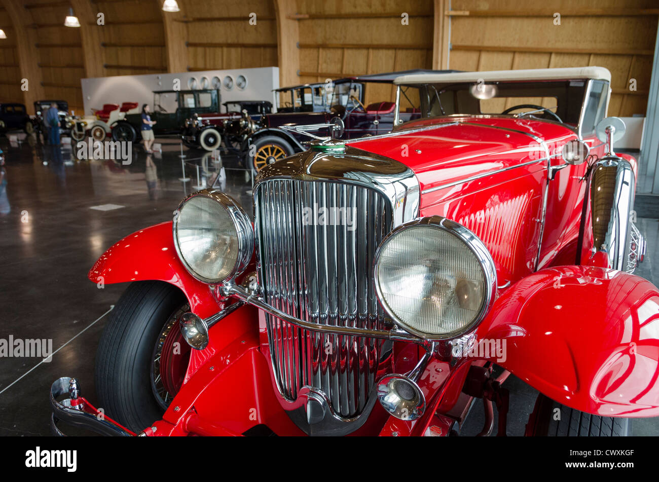 Old red classic car at Le May: America's Car Museum, Tacoma, Washington State, USA Stock Photo
