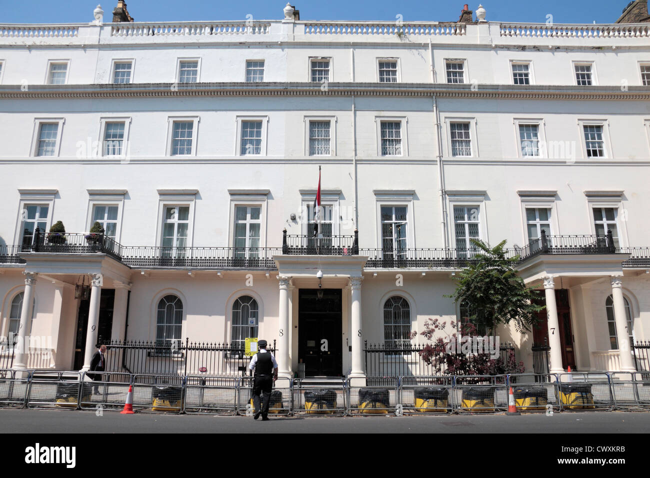 The Embassy of the Syrian Arab Republic on Belgrave Square, Belgravia, London, UK. July 2012 Stock Photo