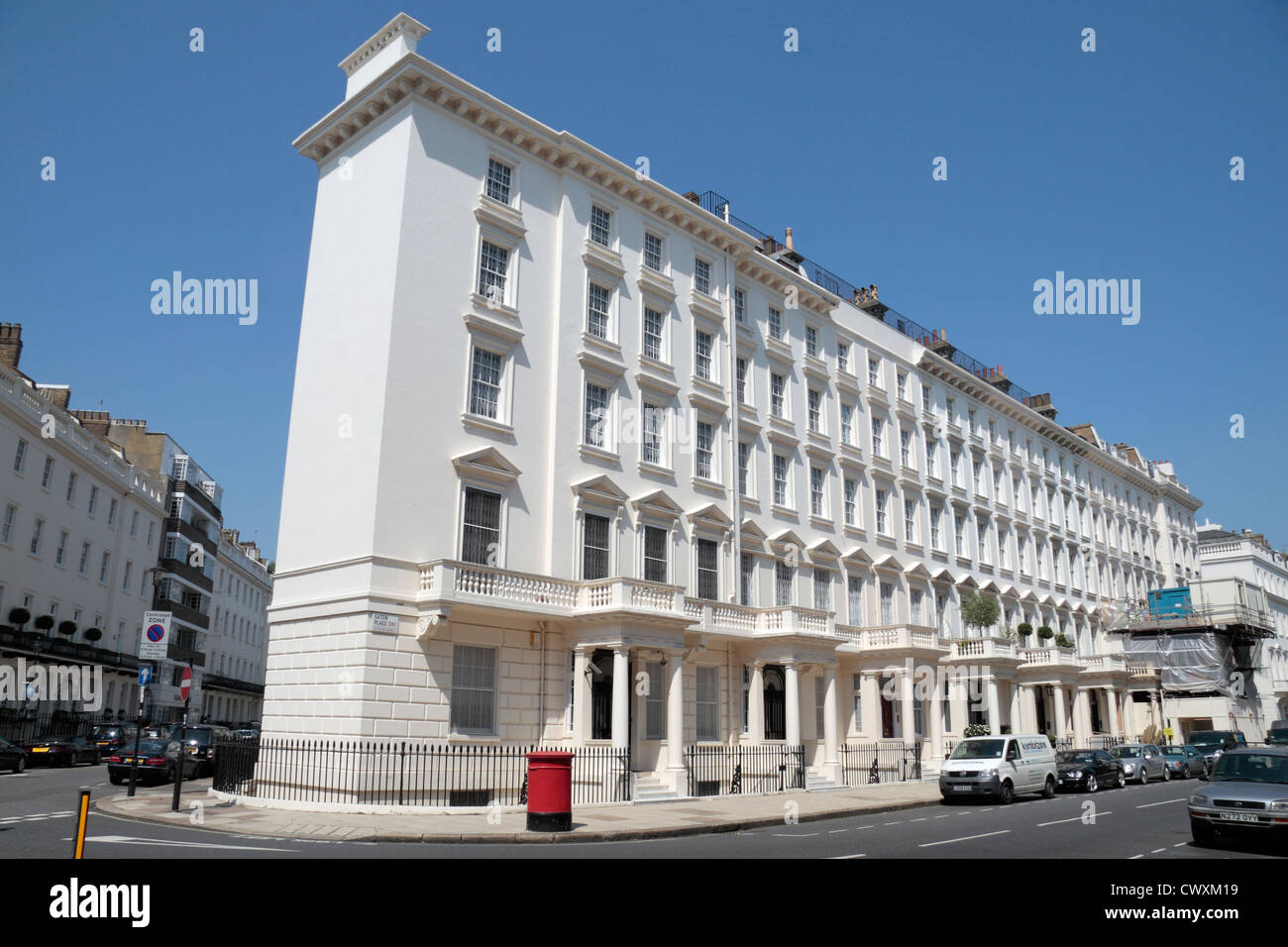 View of the junction of Chesham Street  & Eaton Place, Belgravia, City of Westminster, London, SW1, UK. Stock Photo