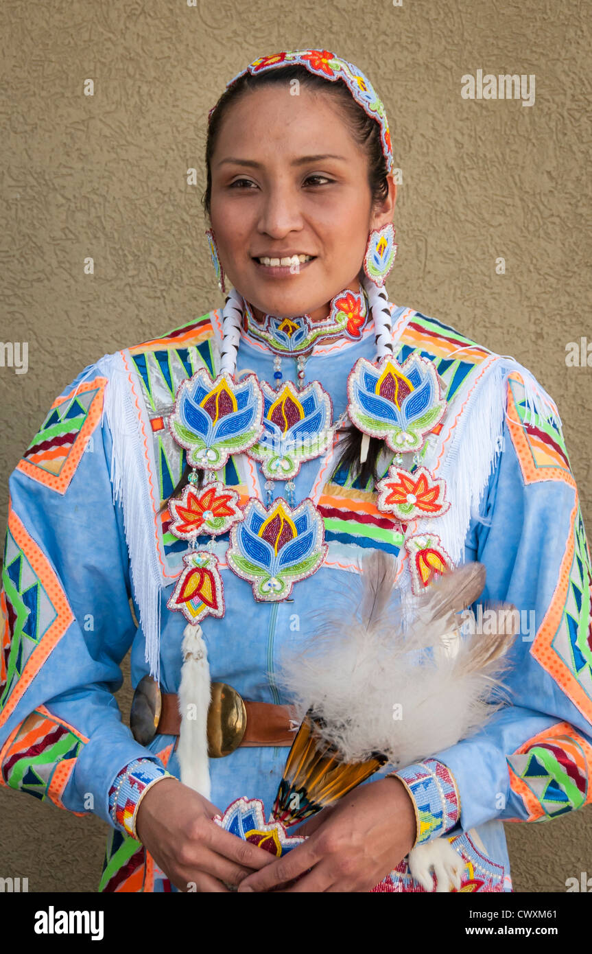 Native American dancer at the annual Lewis and Clark Festival in Great Falls Montana Stock Photo