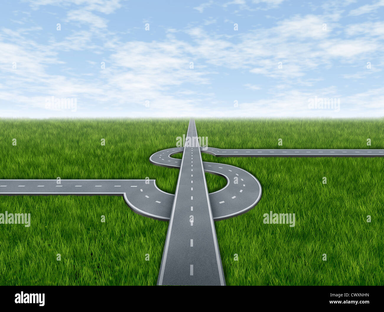 Business success highway concept with highways in the shape of a dollar