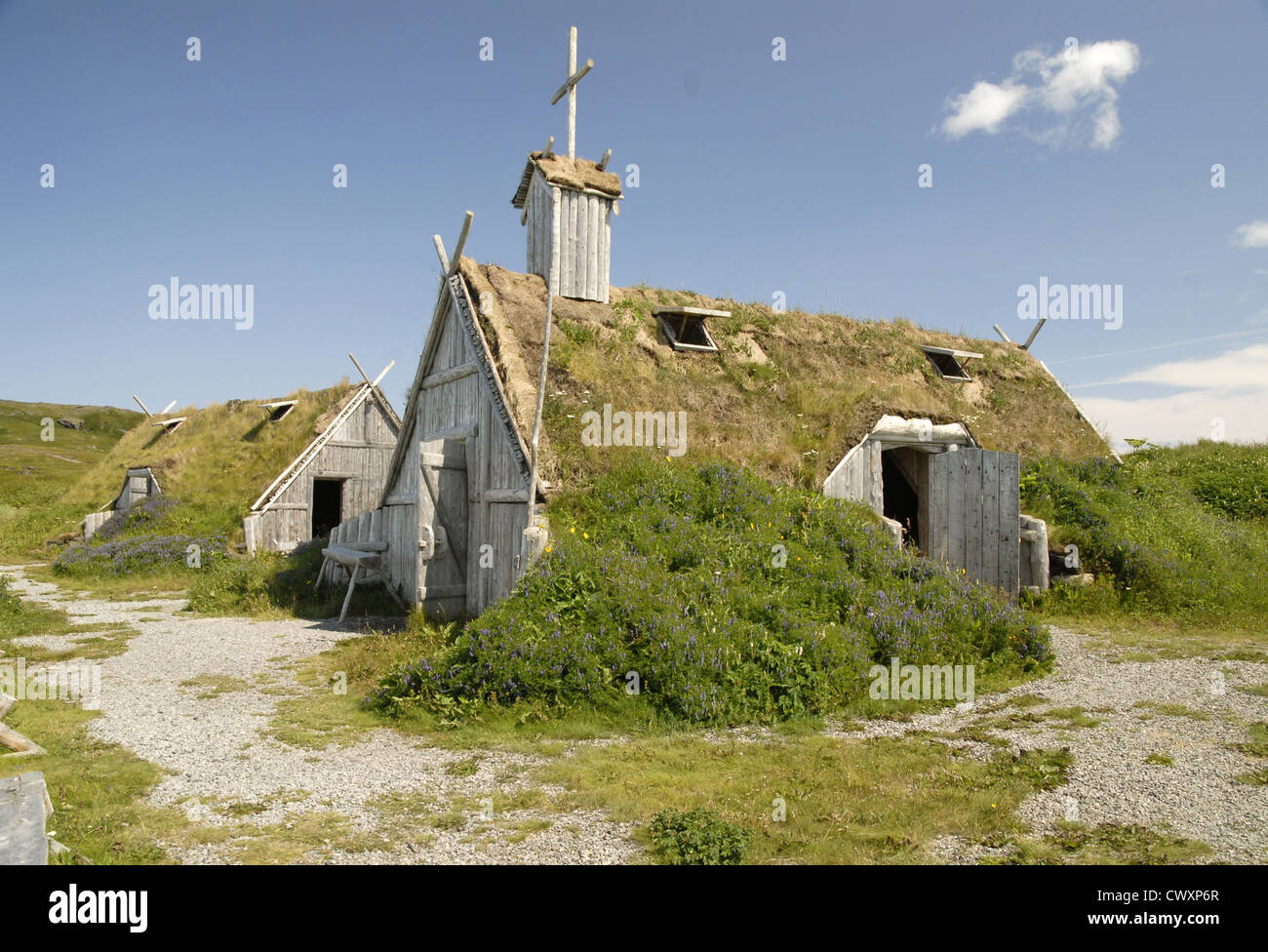 Norstead Viking Village, L'Anse aux Meadows, Newfoundland Stock Photo