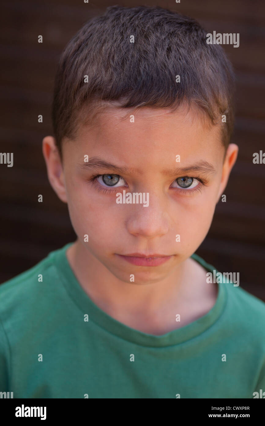 moody young boy Stock Photo Alamy