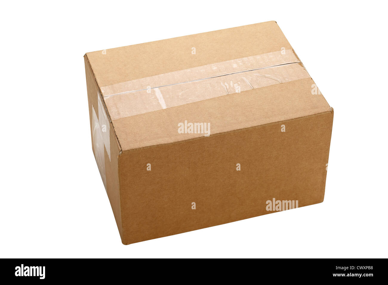 A small cardboard box isolated on white background Stock Photo