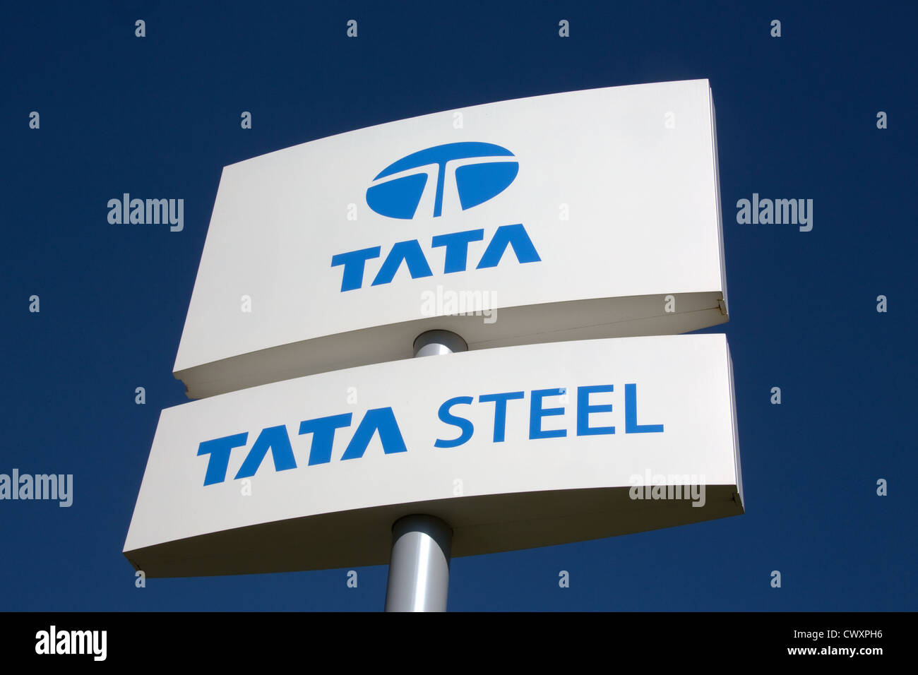 Tata Steel works sign logo Stock Photo - Alamy