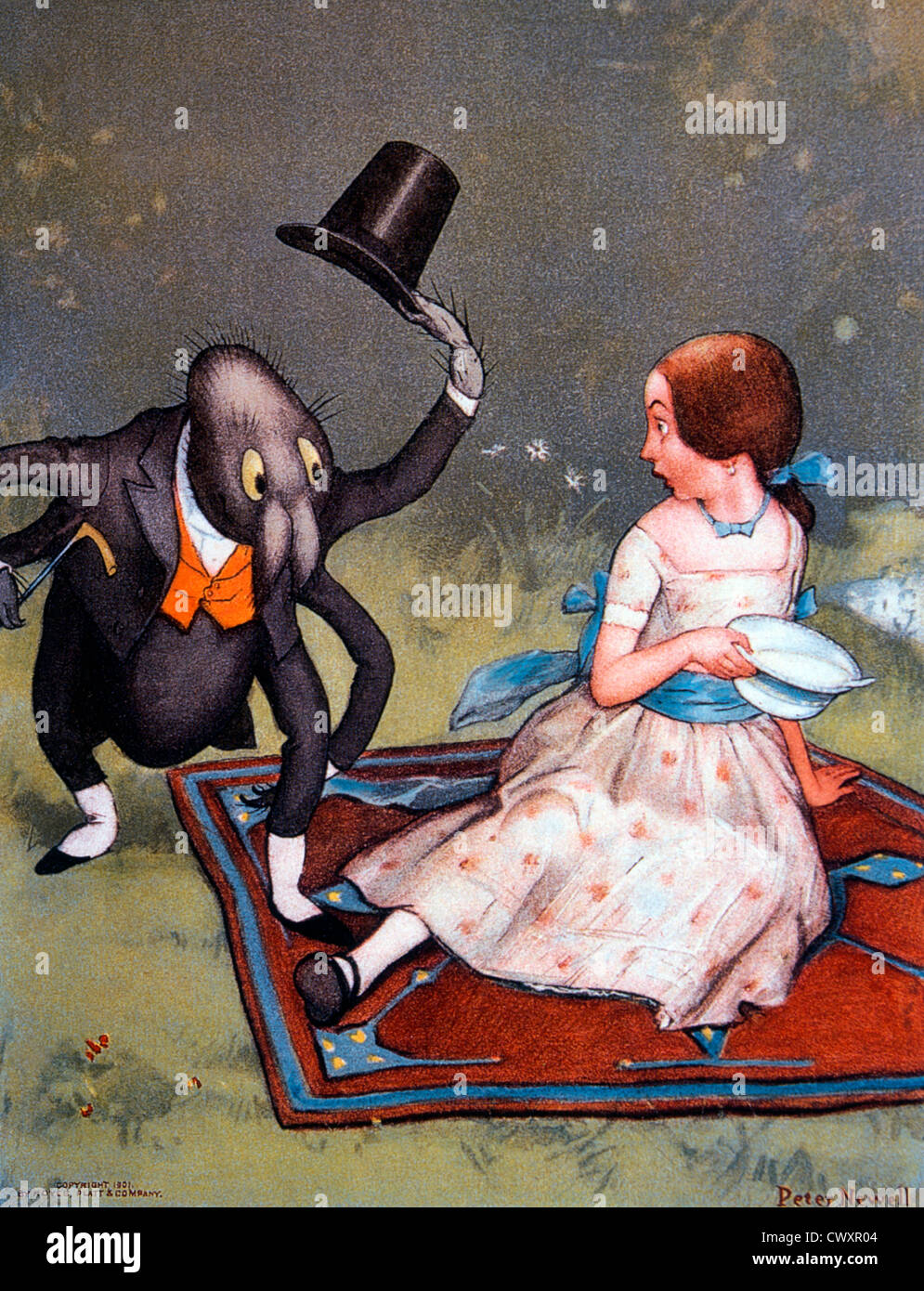 Little Miss Muffet, Illustration by Peter Newell, 1901 Stock Photo - Alamy