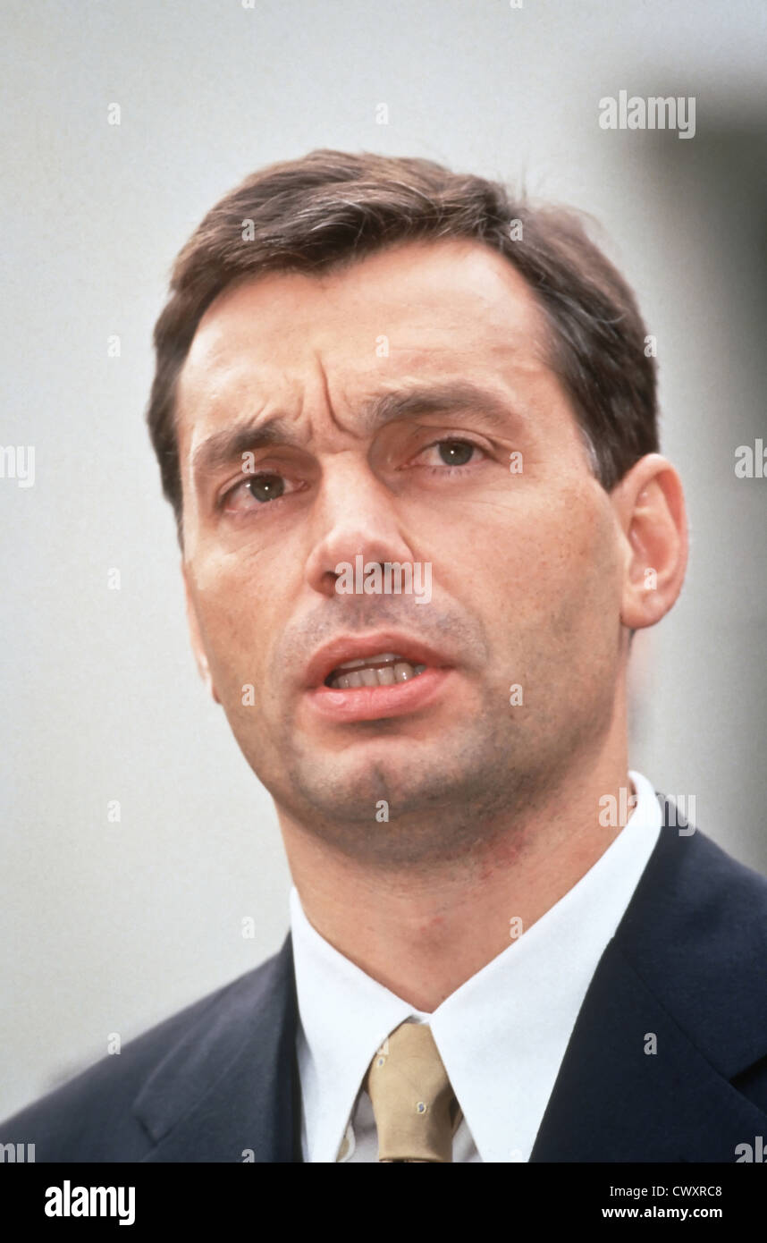 Hungarian Prime Minister Victor Orban at the White House July 10, 1998 in Washington, DC. Stock Photo