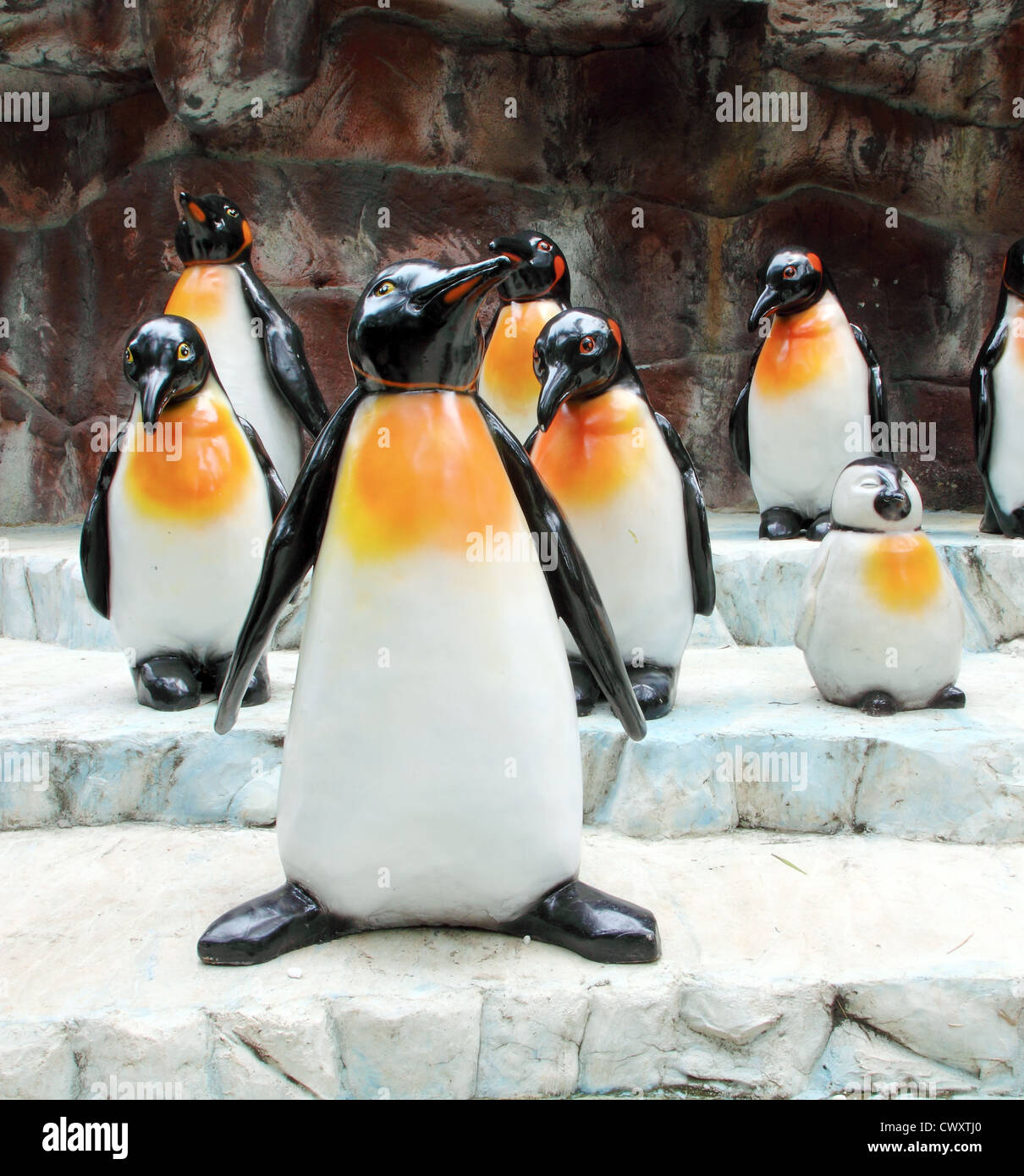 penguin statues Stock Photo