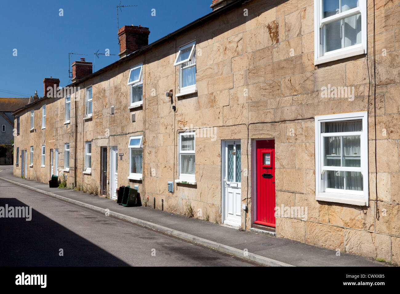 Row of houses in Almshouse Lane, Ilchester, Somerset Stock Photo Alamy