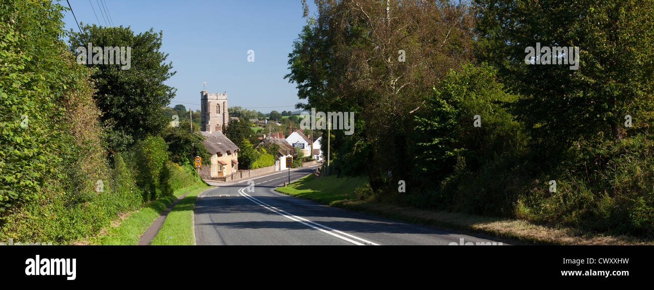 St Mary's Church and the village centre, Donyatt, Somerset Stock Photo