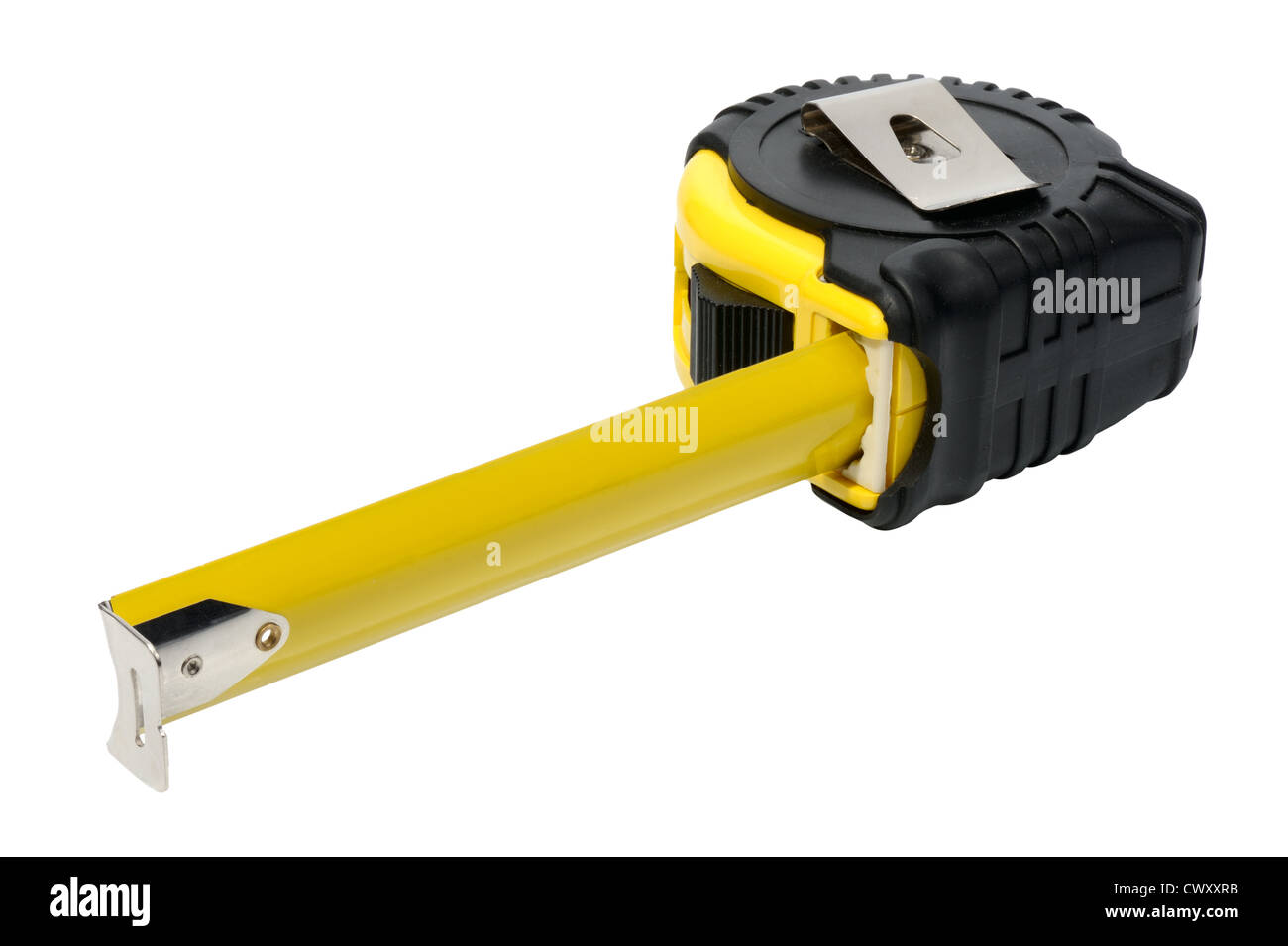 Black and yellow yardstick on a white background, isolated Stock Photo