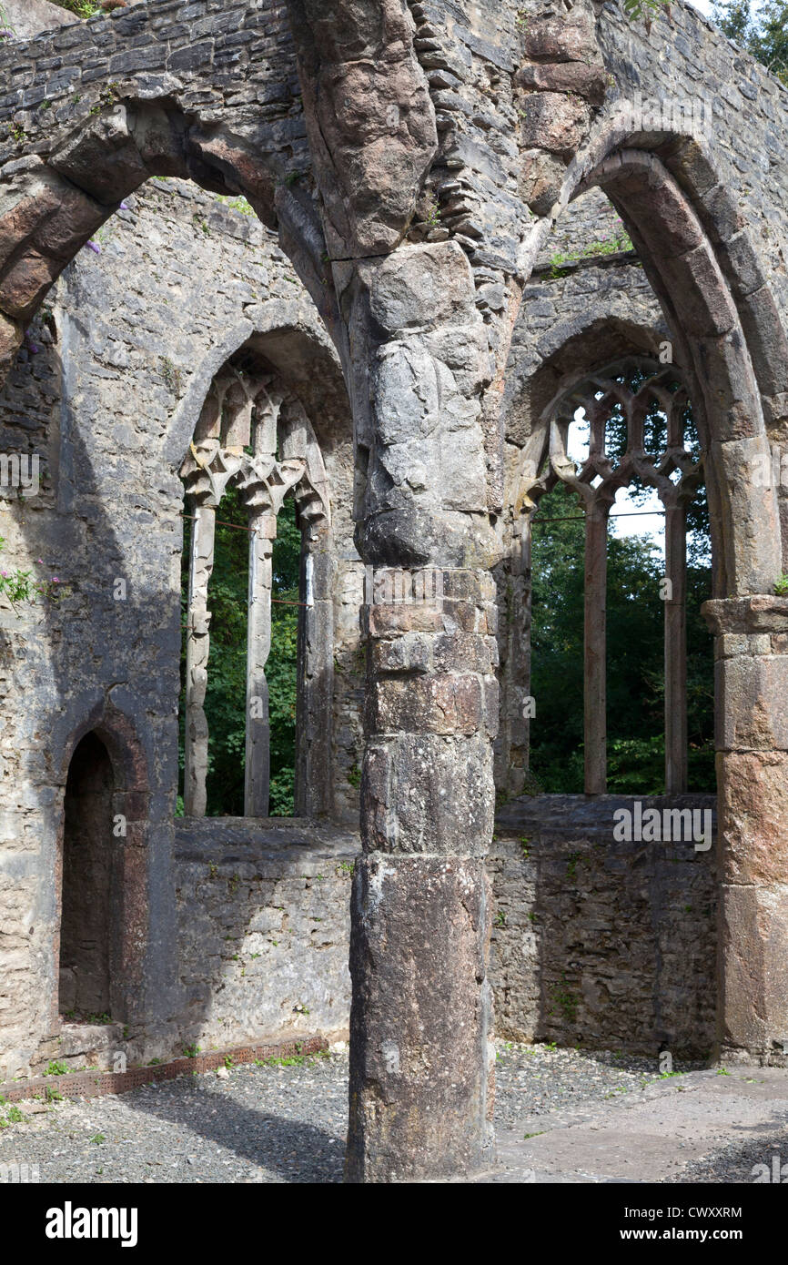 The ruins of Holy Trinity Church, destroyed by fire in 1992, Buckfastleigh, Devon Stock Photo