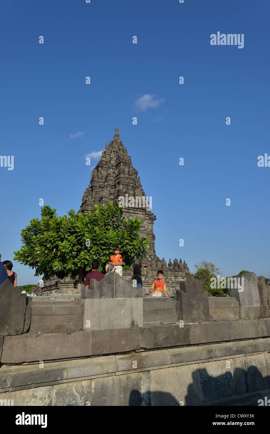 One of the beautiful temple of the Hindhu complex at Prambanan; Central Java, Indonesia. Stock Photo
