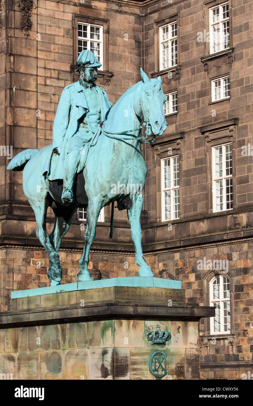 Statue of Christian IX, King of Denmark (1863-1906), in front of ...