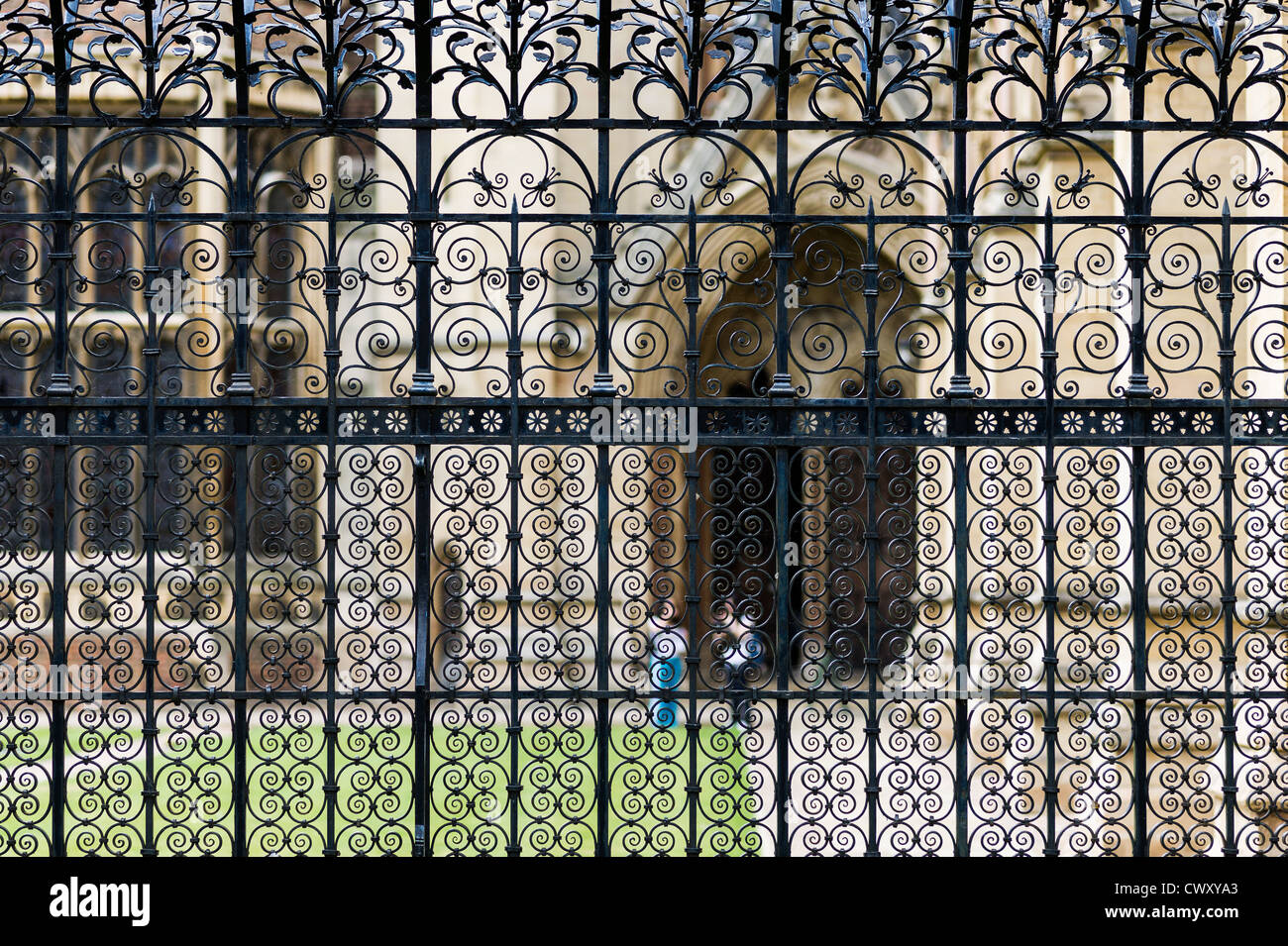 Iron railing outside St John's college, university of Cambridge, England. Stock Photo