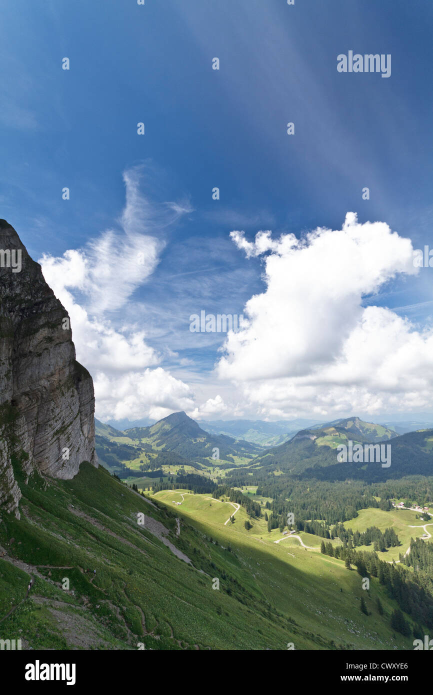 Shot taking whilst ascending Säntis in the Swiss Alps. Stock Photo