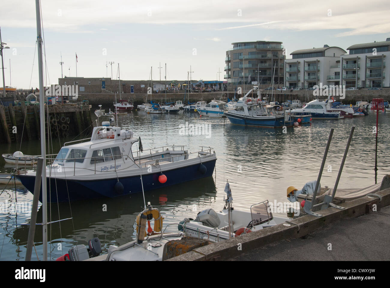 fishing boats west bay harbour dorset Stock Photo - Alamy