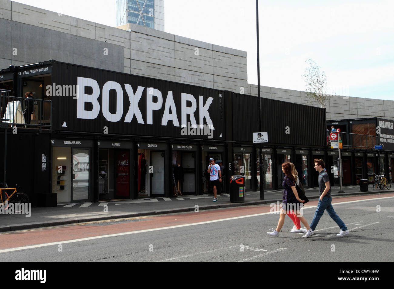 Boxpark, Shoreditch, London, UK Stock Photo