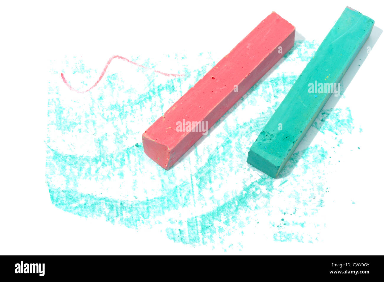 Colored crayon chalk on a white background isolated. Stock Photo