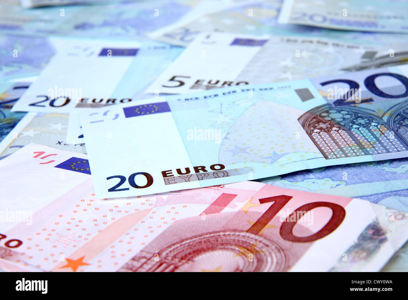 €10 and €20 Euro Notes. Stock Photo