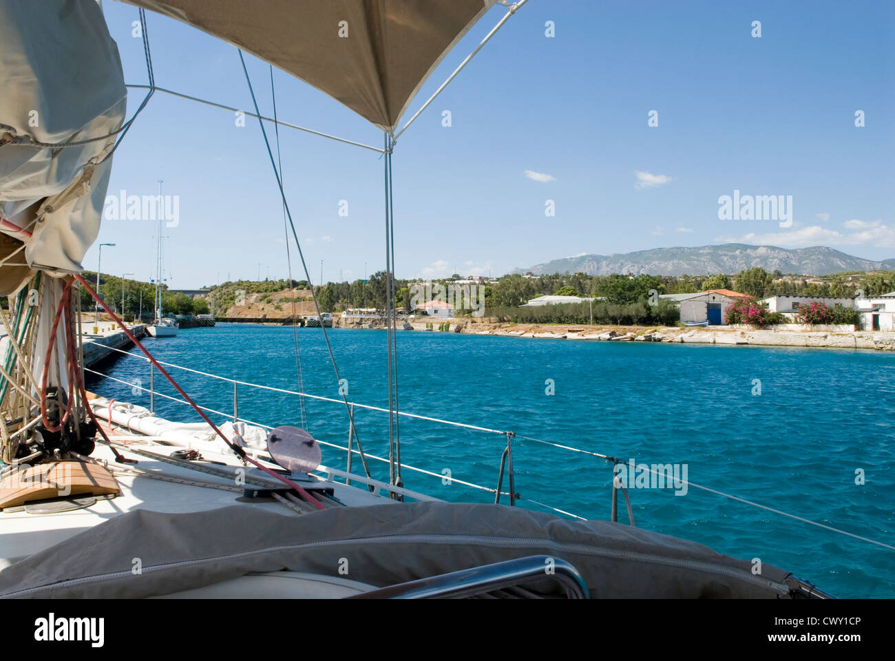 Entrance of Corinth canal Stock Photo