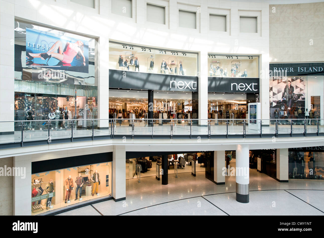 An indoor shot of the entrance / storefront of the Next flagship store in Manchester Arndale Centre. Stock Photo