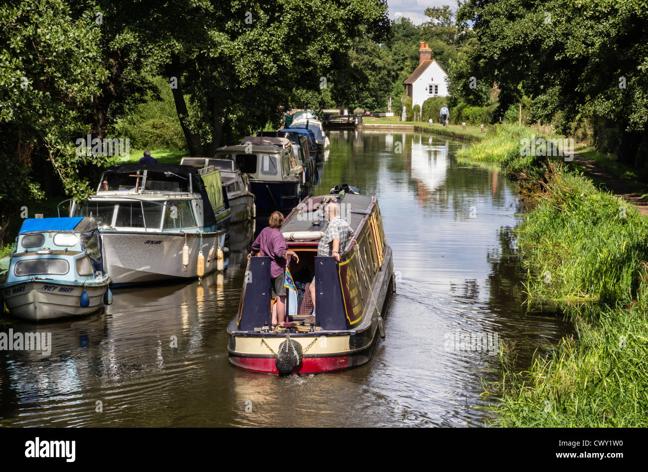 River Wey Navigation, Boating at Send, near Guildford, Surrey, England
