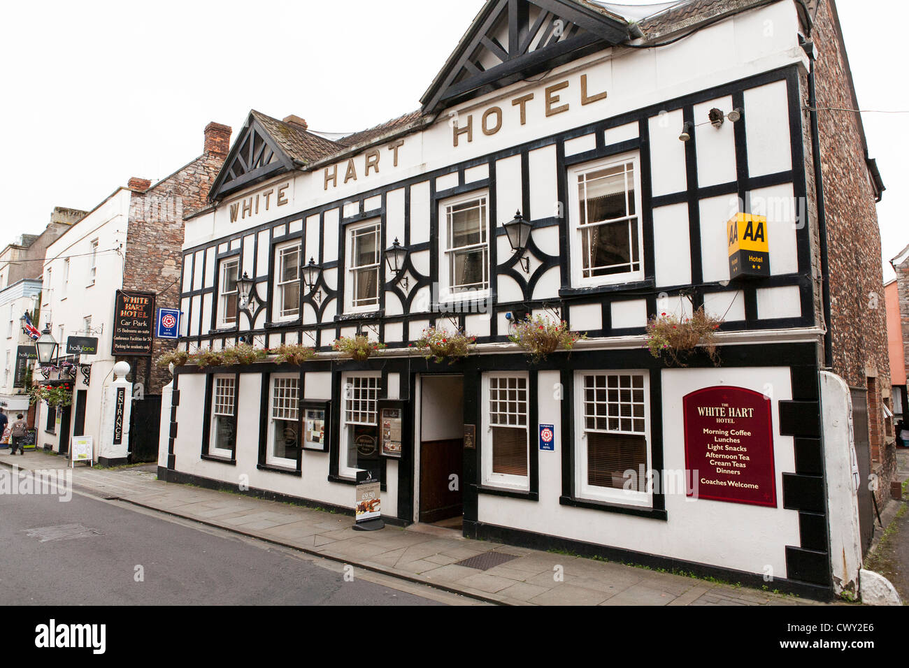 The White Hart hotel and pub in Wells Somerset Stock Photo