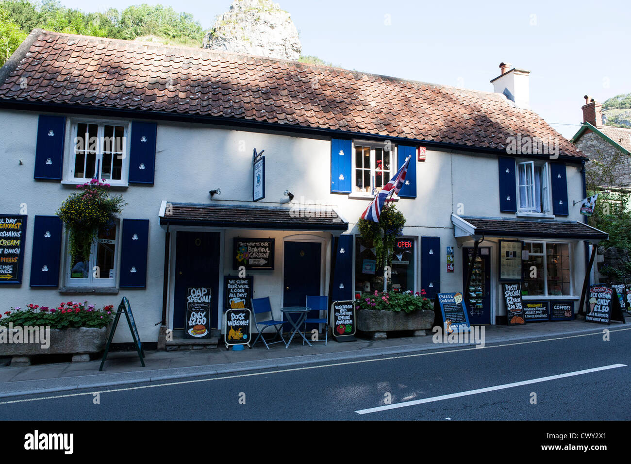 derricks cafe in cheddar somerset Stock Photo Alamy