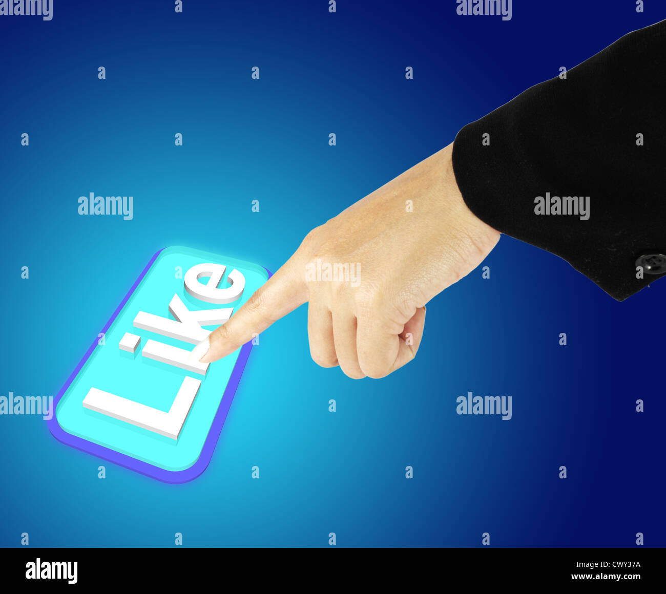 Hand pushing like button Stock Photo Alamy