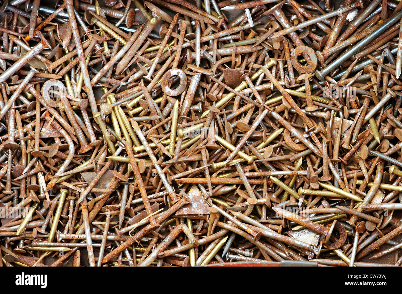 Heap of the rusty nails Stock Photo