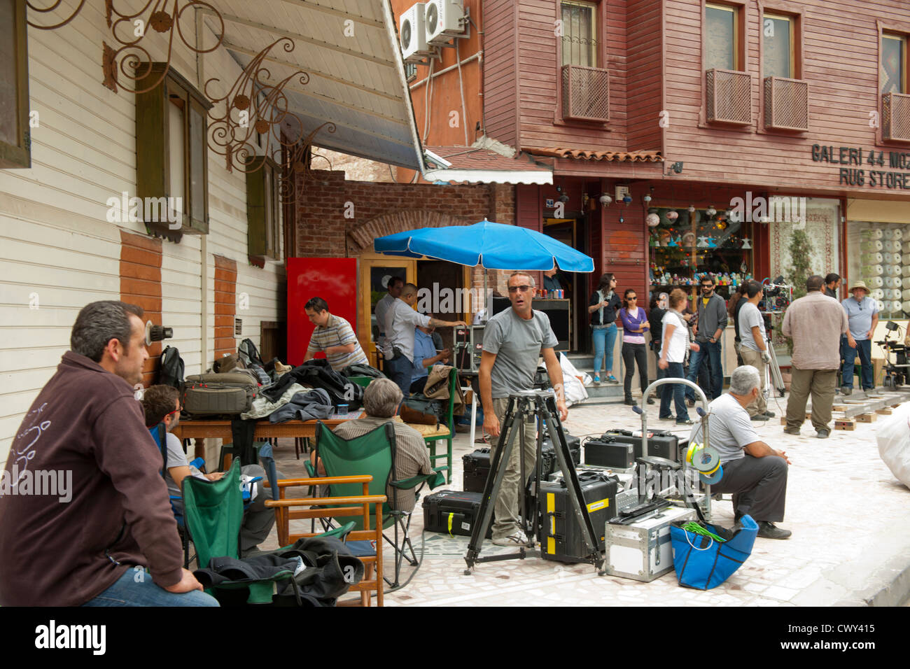 Türkei, Istanbul, Sultanahmet, Filmdreharbeiten beim Arasta Bazaar Stock Photo