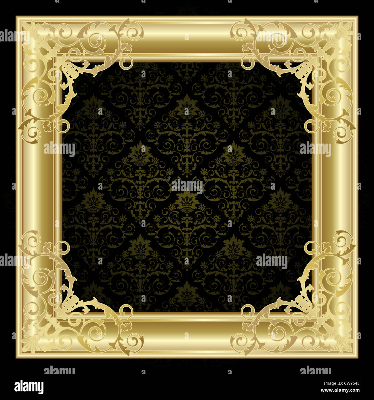 Gold frame on the black background Stock Photo Alamy