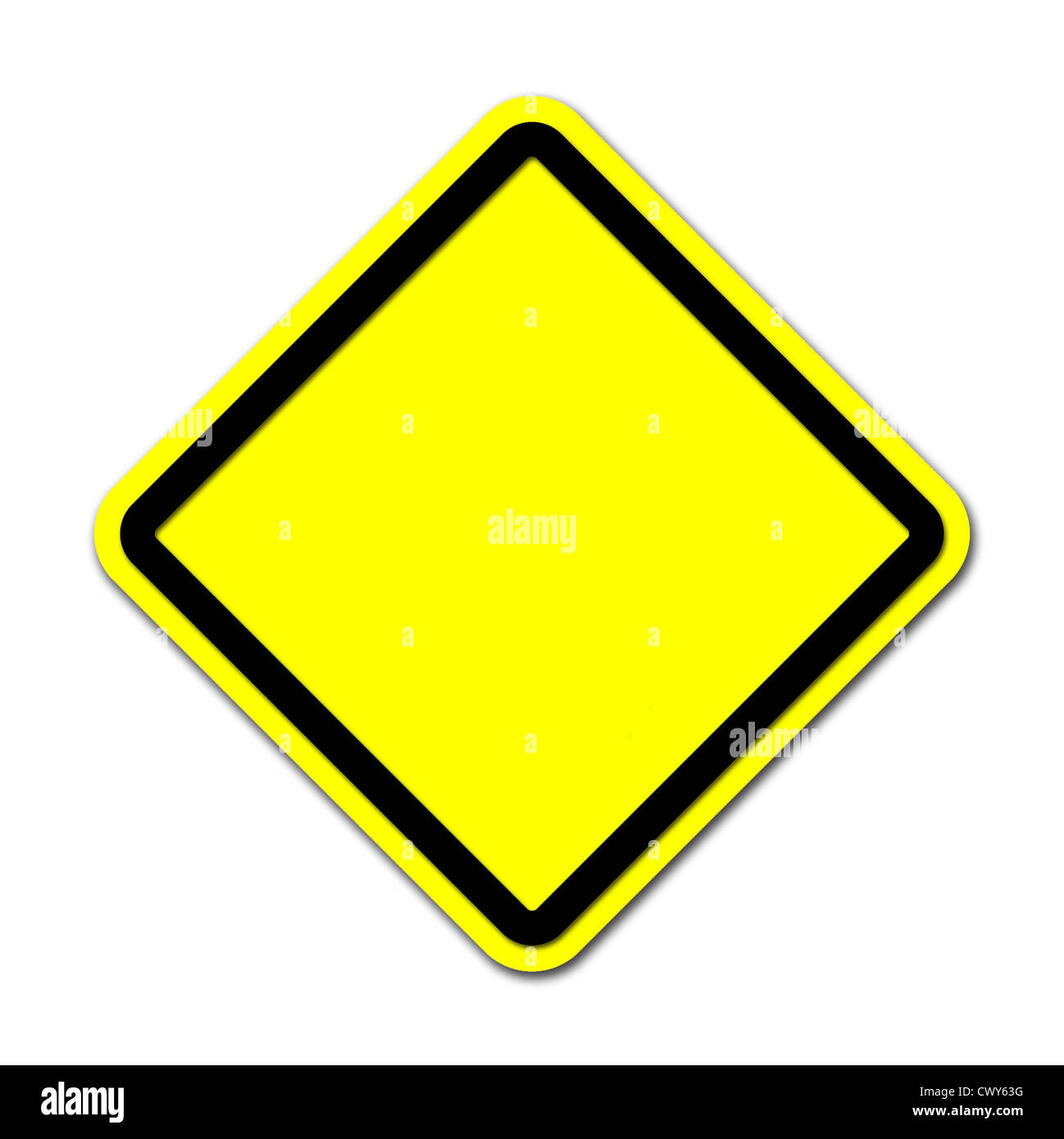 Yellow blank sign on white background Stock Photo