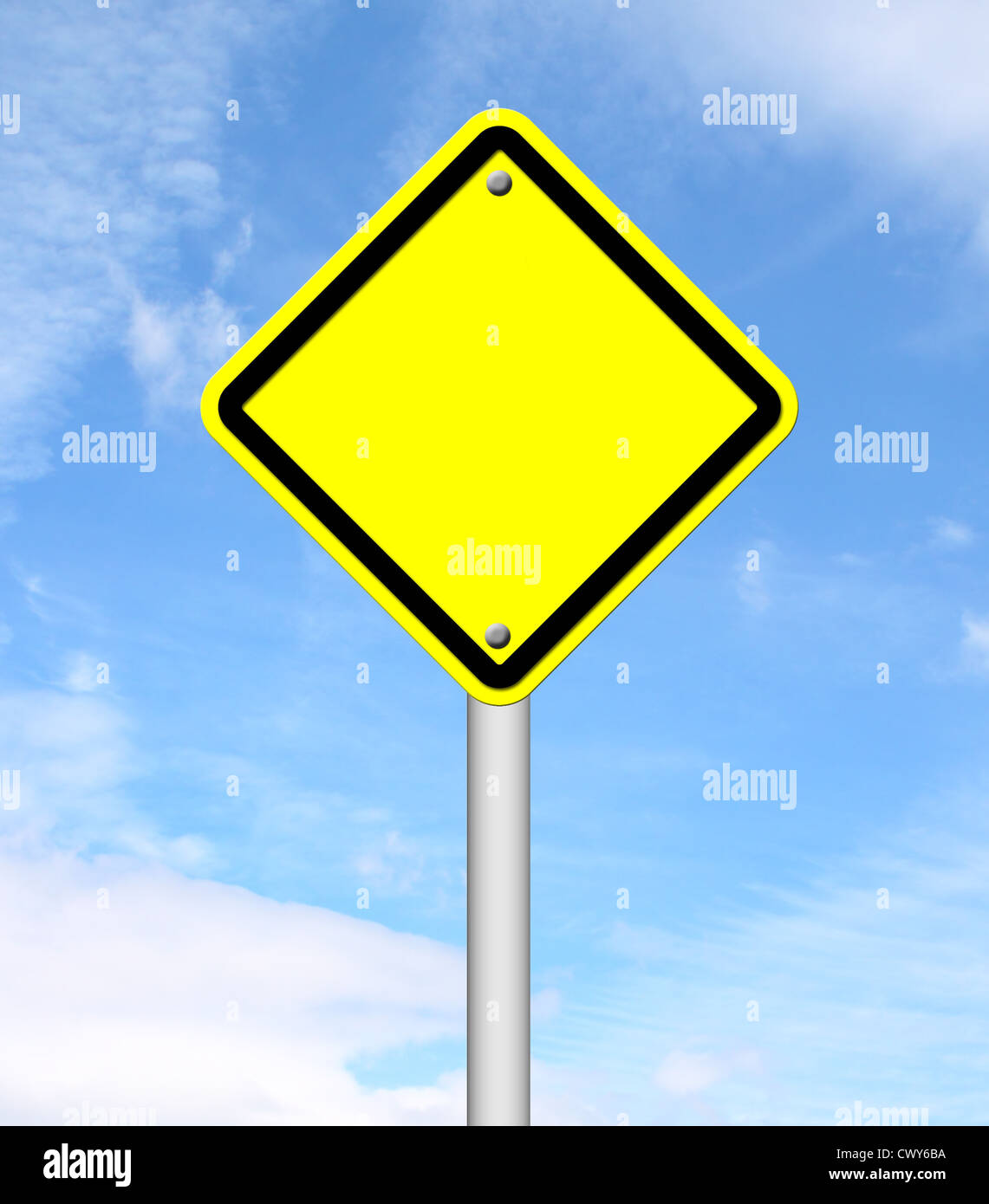 blank yellow traffic sign with blue sky background Stock Photo - Alamy