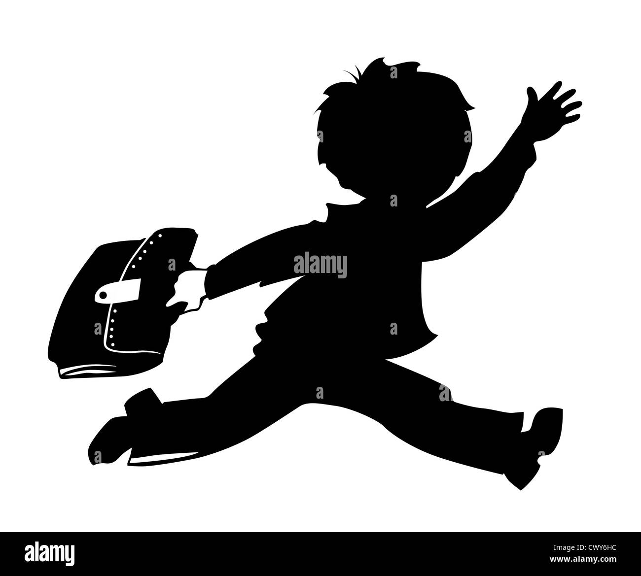 schoolboy silhouette on white background, vector illustration Stock Photo