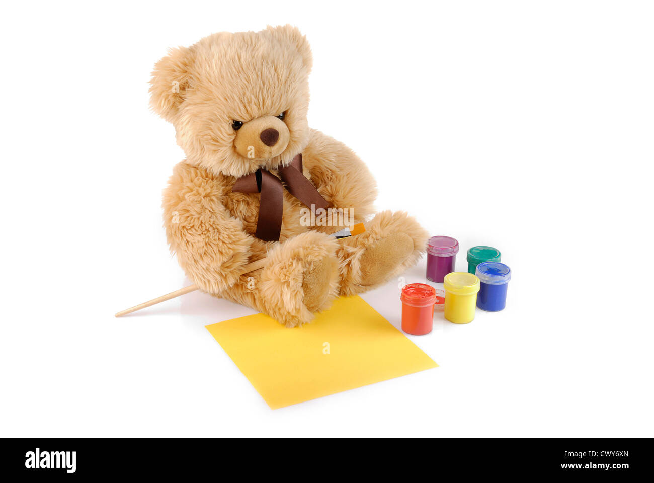 Teddy bear painting colors isolated on white Stock Photo Alamy