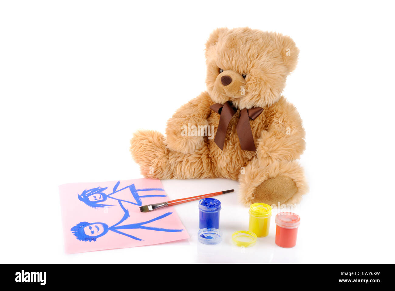 Teddy bear painting colors isolated on white Stock Photo Alamy