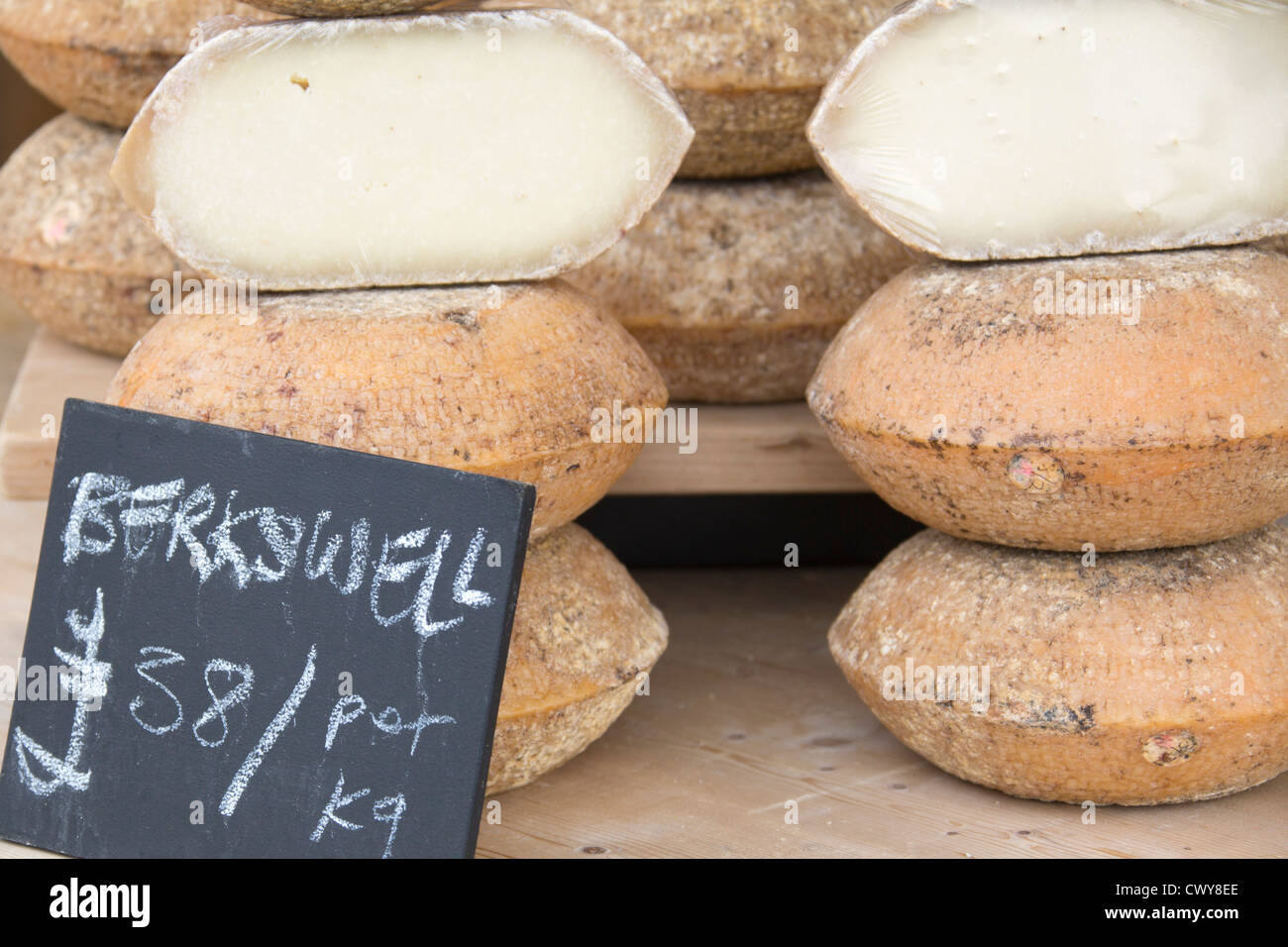 Berkswell cheese on sale at a food fair Stock Photo